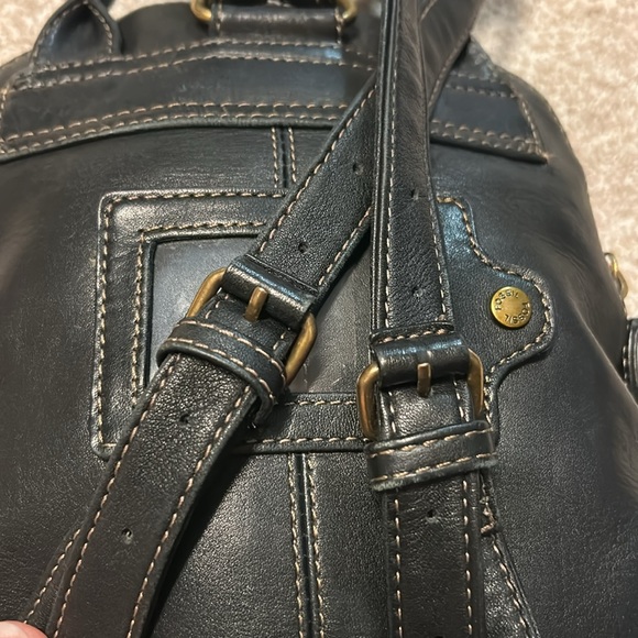 FOSSIL Black Pebbled Leather Backpack Shoulder Bag, ZB8975